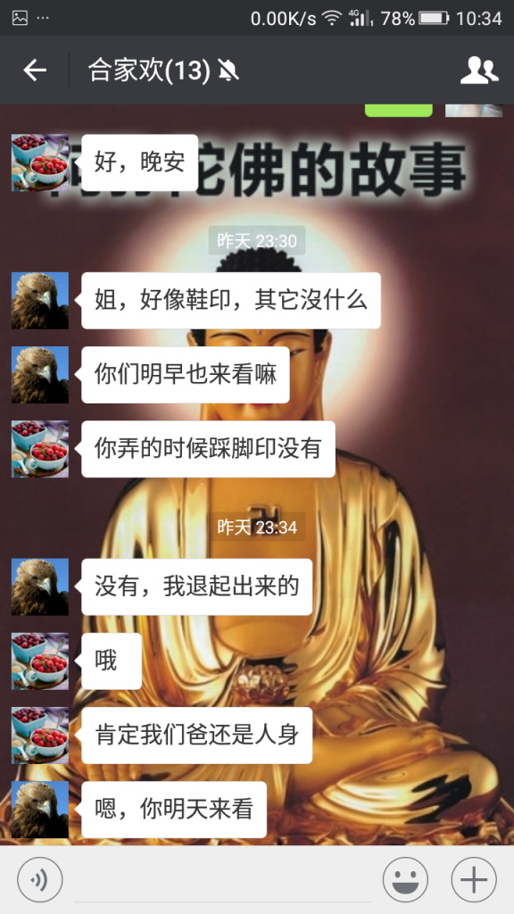 昨晚我外公的中阴身回家了，你们看我大姨和幺舅的聊天记录就明白了