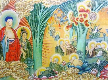 梦中看见佛教的佛菩萨在天上,醒来之后天空的云和梦中一样。